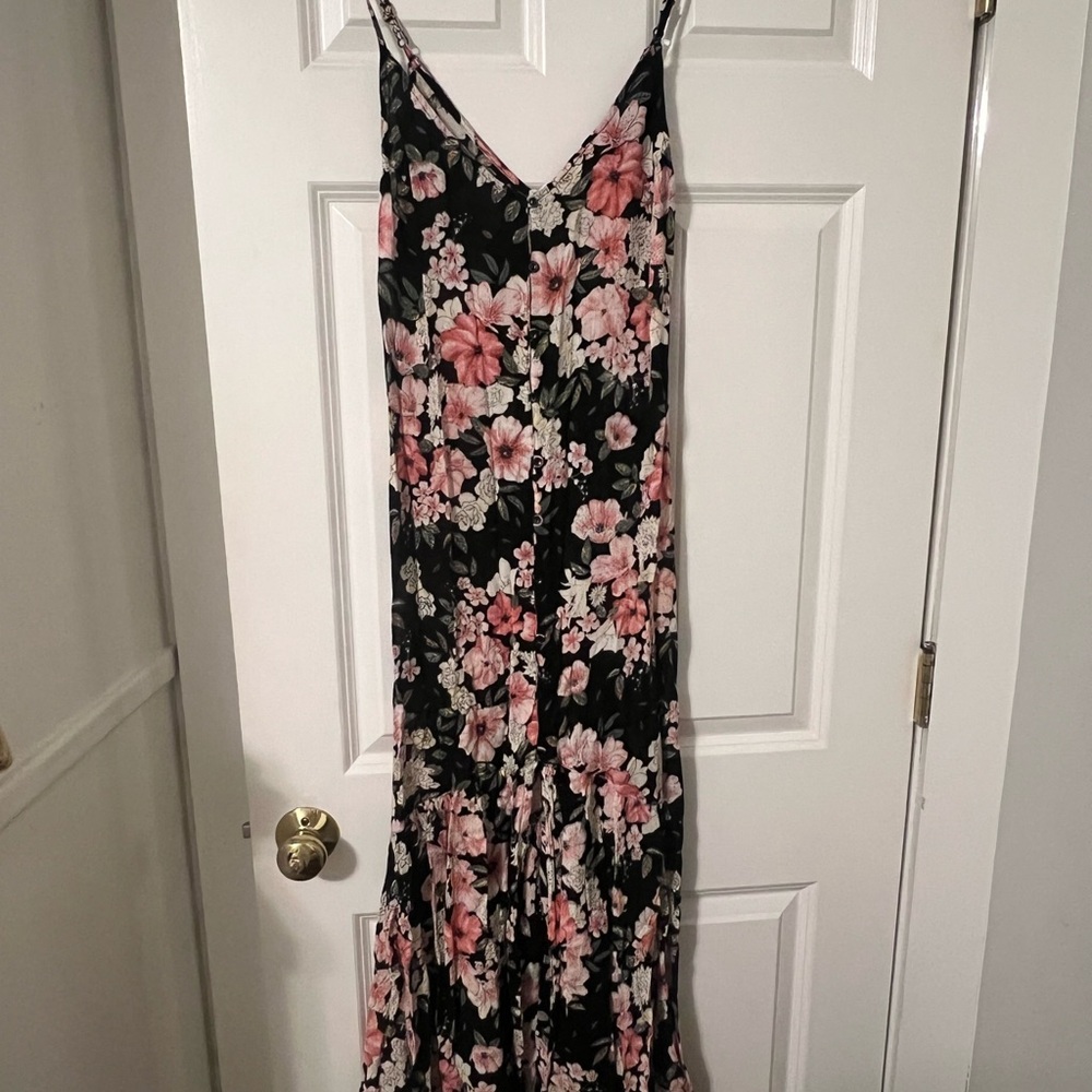Floral Black and Pink Maxi Dress